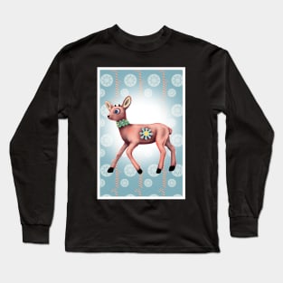 Blue reindeer xmas Long Sleeve T-Shirt